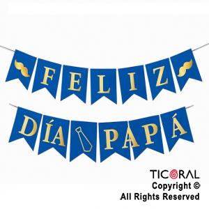 BANDERIN FELIZ DIA PAPA STAMPING ORO