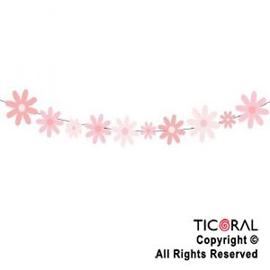 BANDERIN MARGARITAS TONOS ROSAS