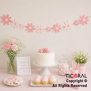 BANDERIN MARGARITAS TONOS ROSAS