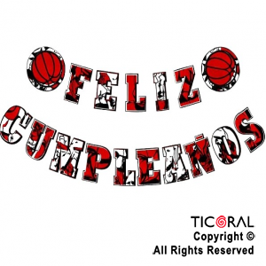 BANDERIN FELIZ CUMPLEA�OS LETRAS BASQUET x 1
