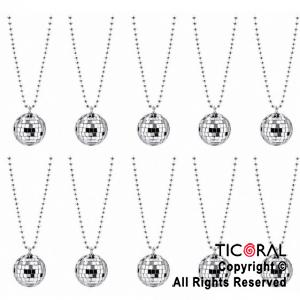 COLLAR DE CUENTA CON BOLA DISCO (PACK X 10 UNIDADES)