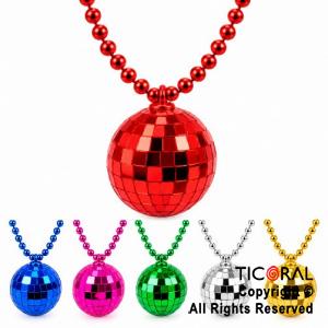 COLLAR DE CUENTA CON BOLA DISCO COLORES SURTIDOS (PACK X 6 UNIDADES)
