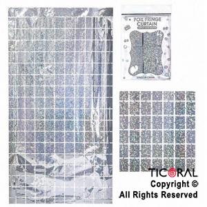 CORTINA DE CUADROS METALIZADA HOLOGRAFICA PLATA LASER 2MT X 1MT x 1