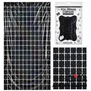 CORTINA DE CUADROS METALIZADA HOLOGRAFICA NEGRO LASER 2MT X 1MT