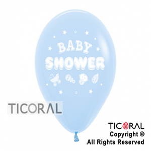 GLOBO SEMPERTEX R12 SATIN BABY SHOWER 1C AZUL CELESTE x 50