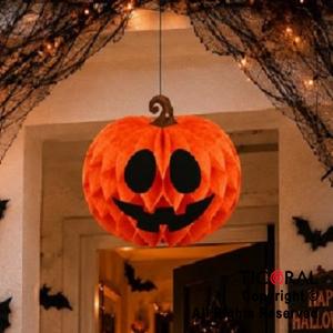 ADORNO COLGANTE CALABAZA PAPEL HALLOWEEN PUMPKIN 20 CM NARANJA (HWP26066)