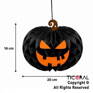 ADORNO COLGANTE CALABAZA PAPEL HALLOWEEN PUMPKIN 20 CM NEGRO (HWP26067)