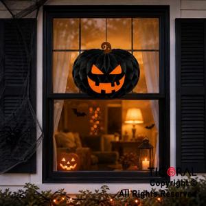 ADORNO COLGANTE CALABAZA PAPEL HALLOWEEN PUMPKIN 20 CM NEGRO (HWP26067)