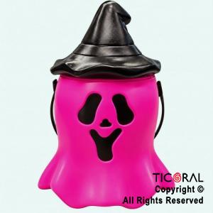 CARAMELERA FANTASMA CON TAPA FUCSIA HALLOWEEN x 1