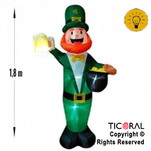 INFLABLE DECORACION DUENDE SAN PATRICIO LED 1.8 MTS X 1