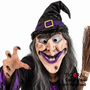 MASCARA BRUJA LATEX SOMBRERO LAZO VIOLETA (101543)