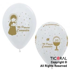 GLOBO SEMPERTEX R12 INF SATIN PERLADO MI PRIMERA COMUNION x 50 UNIDADES