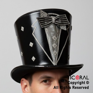SOMBRERO GALERA LUJO NOVIO NEGRO x 1