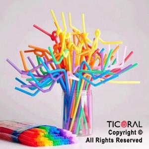 SORBETE FLEXIBLE DOBLE FUELLE MULTICOLOR X 100 UNIDADES
