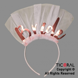 VINCHA BRIDE CON VELO ROSA GOLD X 1