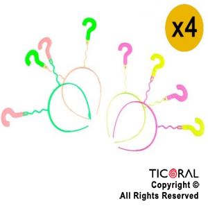 VINCHA RESORTE FLUO SIGNO INTERROGACION x 4