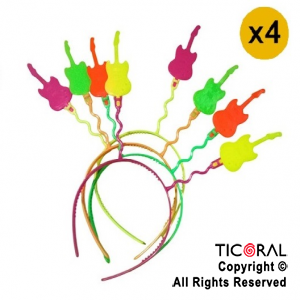 VINCHA RESORTE FLUO GUITARRA x 4