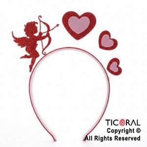 VINCHA CUPIDO Y 3 CORAZONES ROJOS x 1