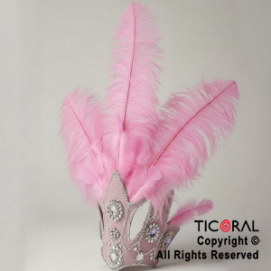 VINCHA TOCADO PREMIUM PLUMAS ROSA x 1